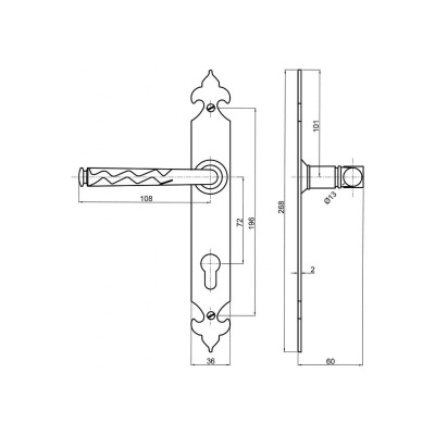 ROMANCE kapu kilincs 72mm PZ ROMANCE kapu kilincs 72mm PZ