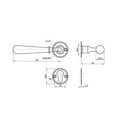 HERMÍNA R kilincs PZ cilinderbetétes