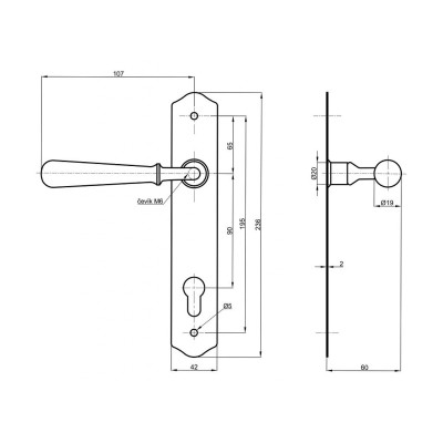 HERMÍNA ajtó kilincs Rustiko 90mm PZ