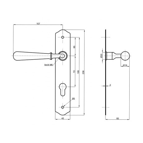 HERMÍNA ajtó kilincs Rustiko 72mm PZ