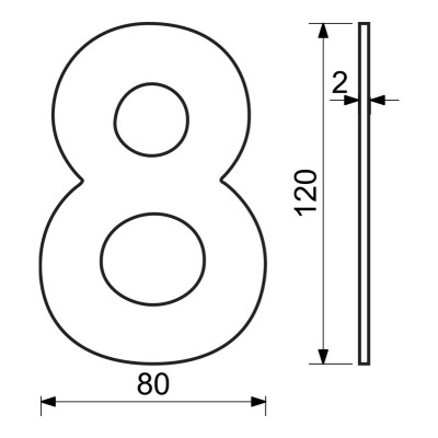 RN.120L.8.MD szám "8" 120mm réz szín