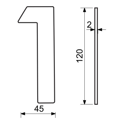 RN.120L.1.CE szám "1" 120mm matt fekete RN.120L.1.CE szám "1" 120mm matt fekete