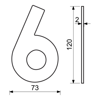 RN.120L.6.CE szám "6" 120mm matt fekete RN.120L.6.CE szám "6" 120mm matt fekete