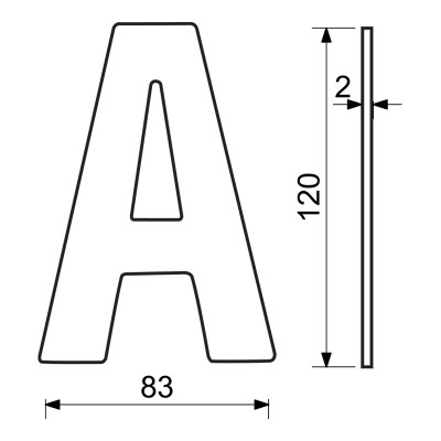 RN.120L.A.CE betű "A" 120mm matt fekete RN.120L.A.CE betű "A" 120mm matt fekete