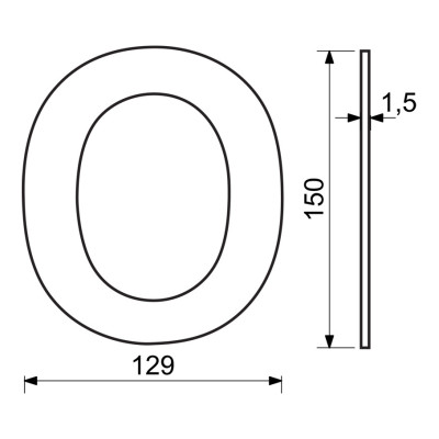 RN.150L.0.CE szám "0" 150mm matt fekete RN.150L.0.CE szám "0" 150mm matt fekete