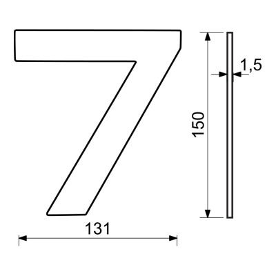 RN.150L.7.CE szám "7" 150mm matt fekete