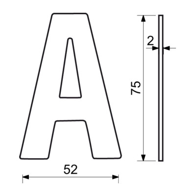 RN.75L.A.N betű "A" 75mm rozsdamentes