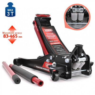Hidraulikus alacsony profilú, dupla dugattyús emelő 3T D8465