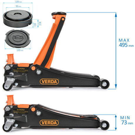 Hidraulikus alacsony profilú, dupla dugattyús emelő 3T D8013