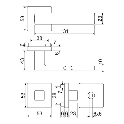 RK.C26.MODENA.WC.ANT ajtó kilincs