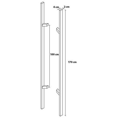 Fogantyú 170/100 szögletes ferde kétoldali tolópajzs