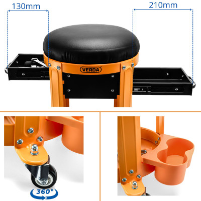 Műhelyszék 360°-ban forgó D6715