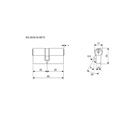 ES.30/35.NI.SET3 cilinderzárbetét szett 3db ES.30/35.NI.SET3 cilinderzárbetét szett 3db