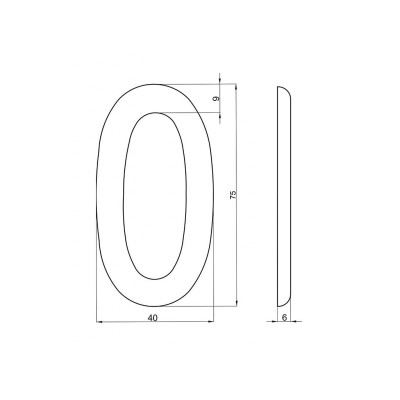 Számjegy "0" 75mm bronz
