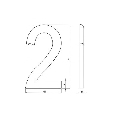 Számjegy "2" 75mm bronz