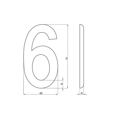 Számjegy "6" 75mm bronz