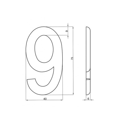 Számjegy "9" 75mm bronz