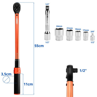 Kerékkulcs (nyomatékkulcs) 1/2" 40-220 Nm D1738