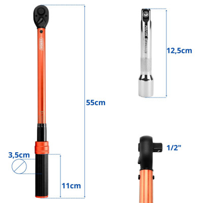 Kerékkulcs (nyomatékkulcs) 1/2" 40-220 Nm D1738