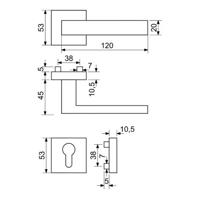 RK.TP-FORM.PZ.CE ajtó kilincs