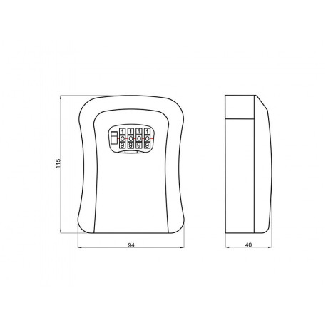 Kulcskazetta számkóddal S 115x94x40 mm