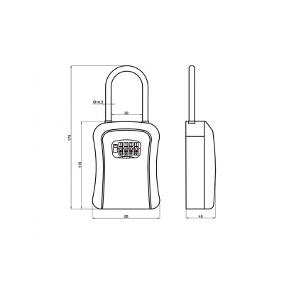 Hordozható kulcskazetta számkóddal S 175x100x40mm