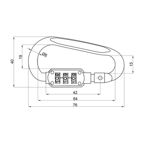 Számzáras  karabiner Al 75x40x8mm