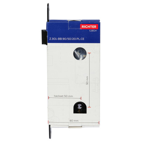 Z.301-BB.90/50/20.PL.CE bevésőzár, BB tollas kulcs