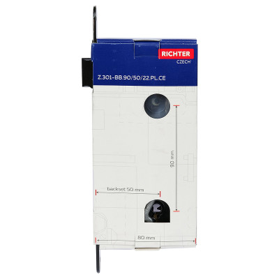 Z.301-BB.90/50/22.PL.CE bevésőzár, BB tollas kulcs