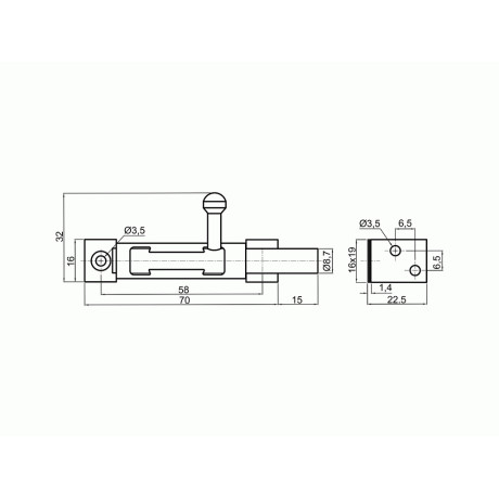 Keskeny retesz S 70 mm matt fekete