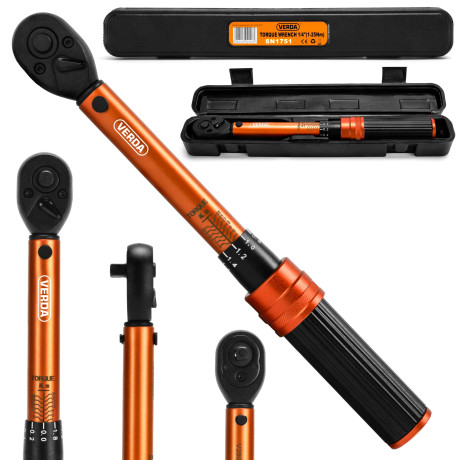 Racsnis kulcs reteszeléssel 1/4" 1-25 Nm + bőrönd D1751