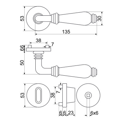 RK.E16.BERGAMO.WC.AS ajtó kilincs
