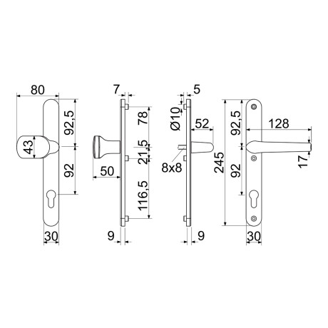 RHD.005.92.F4/F9016 műanyag ajtó gomb-kilincs