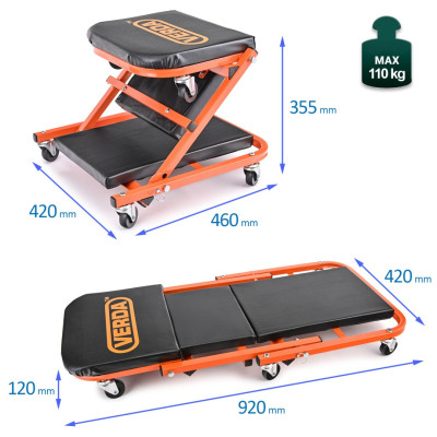 Összecsukható ülő / fekvő - műhely szerelőpad 2v1 D6711