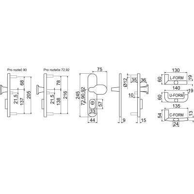 R.711.ZB.N.TB4 biztonsági kilincs