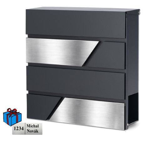 D3711 postaláda antracit + rozsdamentes