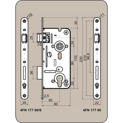 V 80/90/50 zámok zadlabací