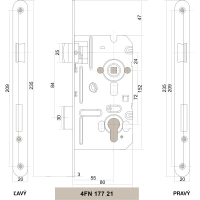 V80/72/55 zámok stavebný
