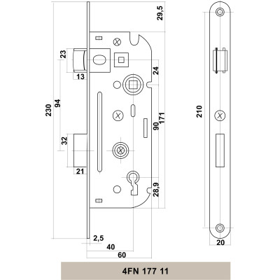 K 60/90/40 zámok zadlabací