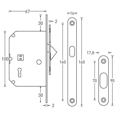 Zámok PO - zostava ´mosadz ZOKKMB Zámok PO - zostava ´mosadz ZOKKMB