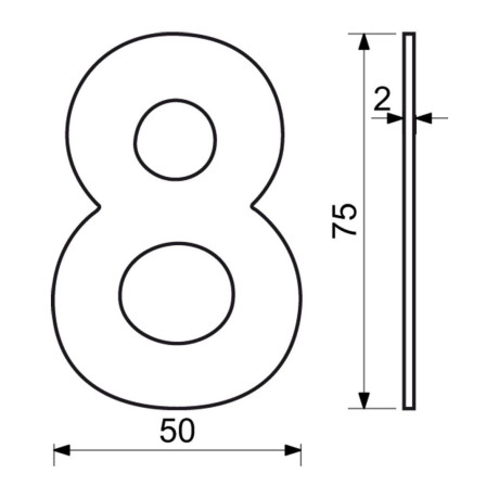 RN.75L číslo "8" 75 mm čierné matné