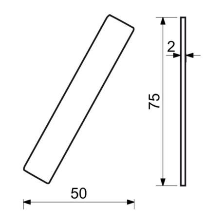 RN.75L lomítko "/" 75 mm čierné matné