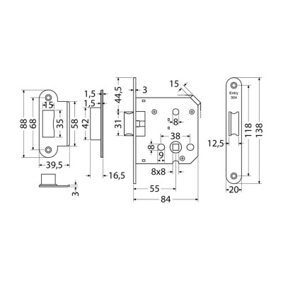 EN.304.S.55.20.PL zadlabací zámok EN.304.S.55.20.PL zadlabací zámok