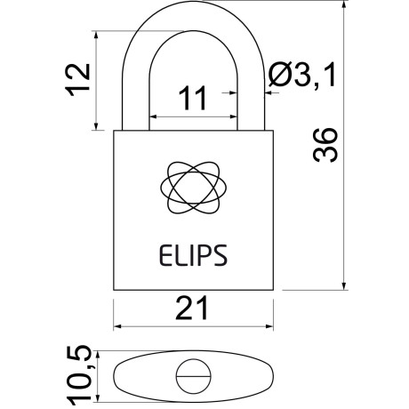 RV.ELIPS.20 visiaci zámok mosadz