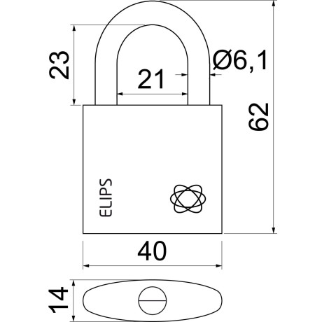 RV.ELIPS.40 visiaci zámok mosadz