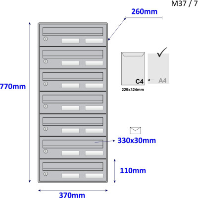 M37/7 RAL7035 modulos postaláda M37/7 RAL7035 modulos postaláda