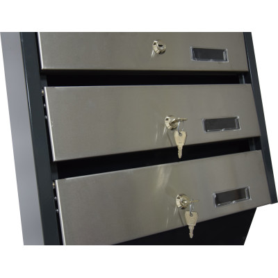 M39/6 N modulos postaláda dőlt RAL7016 + rozsdamentes M39/6 N modulos postaláda dőlt RAL7016 + rozsdamentes