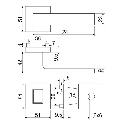 RK.C3.TORINO.WC.CE kľučka na WC čierna