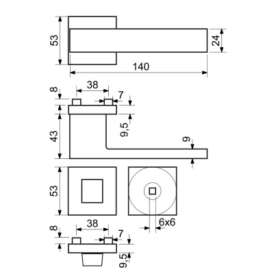 RK.C3.MONZA.WC.NIBMAT kľučka na dvere