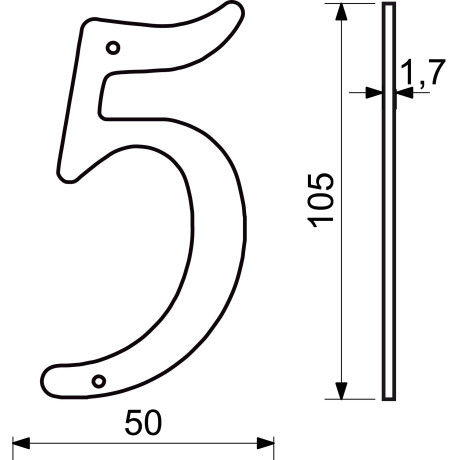 RN.105HR.1.AL.C szám 105mm fekete "5"